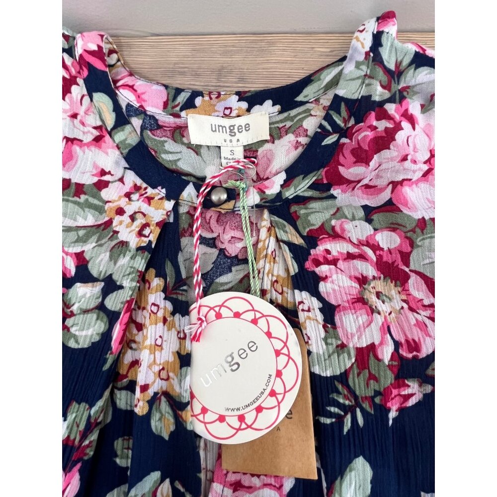 Umgee Bell Sleeve Dress Womens S Pink Rose Print Flowy Cottage - Picture 5 of 8